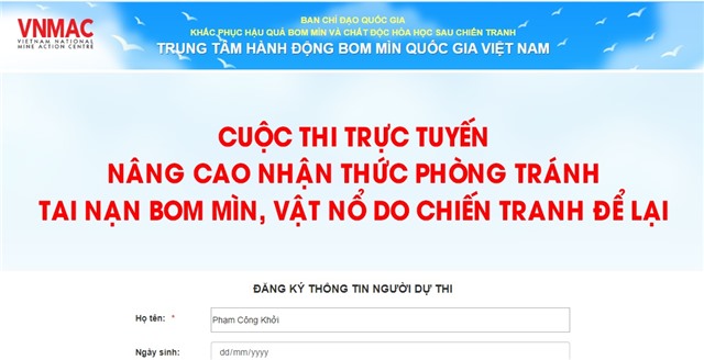 Cuộc thi trực tuyến: "Nâng cao nhận thức phòng tránh tai nạn bom mìn, vật nổ do chiến tranh để lại ở Việt Nam" hưởng ứng ngày Thế giới phòng chống bom mìn 04/4/2022