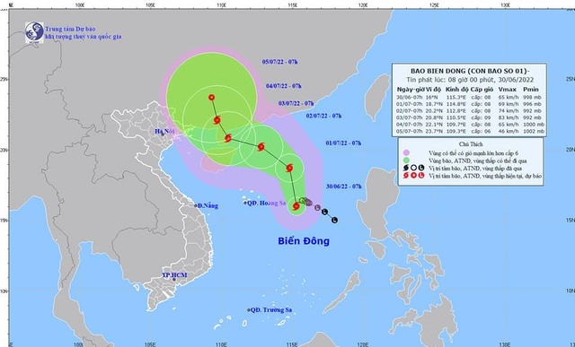 Áp thấp nhiệt đới đã mạnh lên thành bão số 1