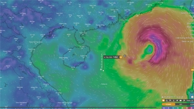 2 kịch bản hướng đổ bộ vào bờ của bão số 3