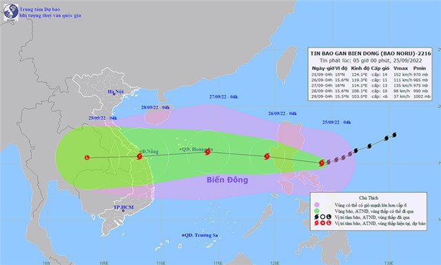 Thời tiết ngày 25/9: Thanh Hóa đến Quảng Bình mưa rất to, bão Noru tiến vào biển Đông