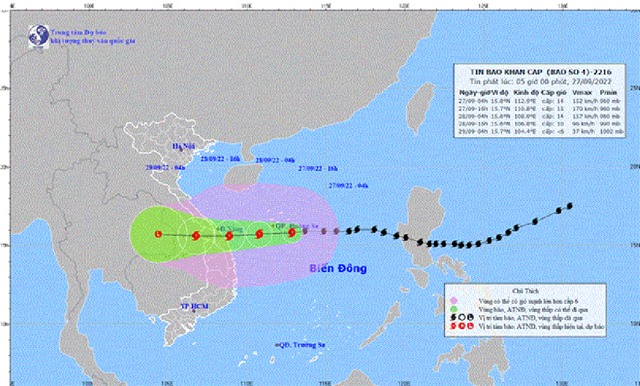 Thời tiết ngày 27/9: Bão số 4 giật cấp 16, cảnh báo một số tỉnh miền Trung có mưa rất to
