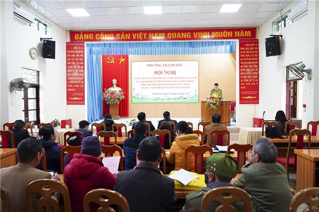 Phường Thanh Sơn tuyên truyền Nghị định 137/2020/NĐ-CP của Chính phủ quy định về quản lý sử dụng pháo và triển khai kế hoạch đảm bảo ANTT dịp Tết Nguyên đán Quý Mão 2023