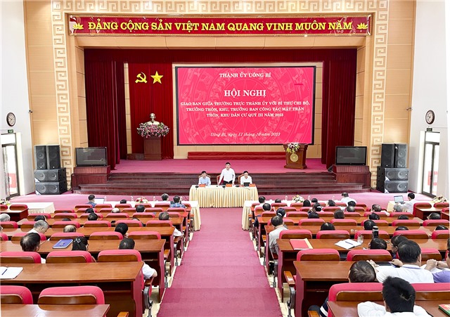 Hội nghị giao ban giữa thường trực Thành ủy với Bí thư chi bộ, trưởng thôn, khu, trưởng ban công tác mặt trận thôn khu dân cư Quý III năm 2023