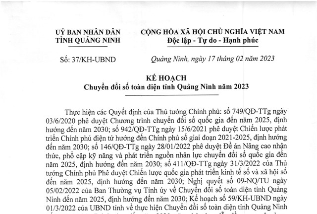 Kế hoạch chuyển đổi số toàn diện tỉnh Quảng Ninh năm 2023