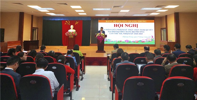 Hội nghị kiểm điểm giữa nhiệm kỳ thực hiện Nghị quyết Đại hội Đảng bộ phường Quang Trung lần thứ XII, nhiệm kỳ 2020-2025