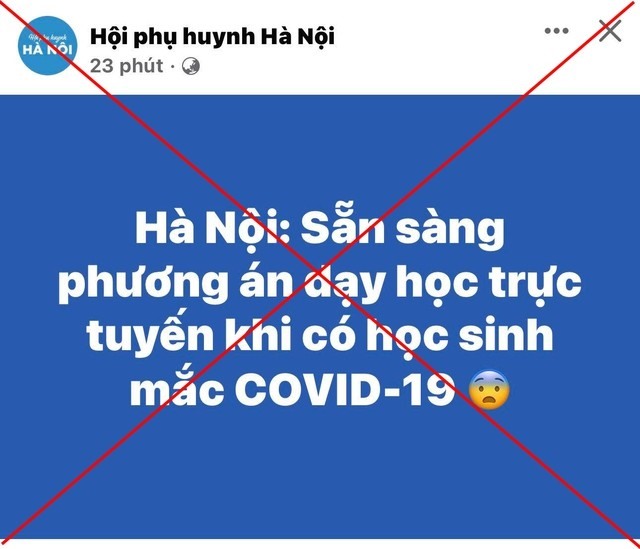 Thông tin "Hà Nội sẵn sàng phương án dạy học trực tuyến khi có học sinh mắc COVID-19" là không chính xác