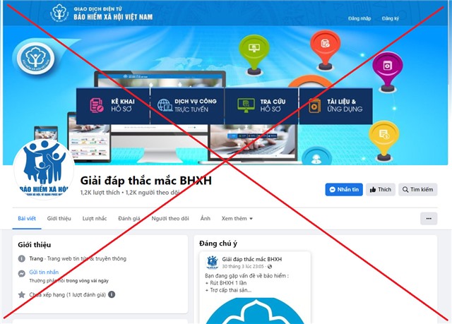 Cảnh báo tiếp tục xuất hiện Fanpage giả mạo BHXH Việt Nam để lừa đảo, chiếm đoạt tài sản người dân