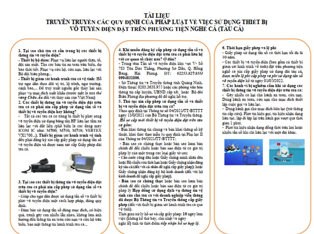 Tài liệu tuyên truyền quy định pháp luật về việc sử dụng thiết bị vô tuyền điện đặt trên phương tiện nghề cá (tàu cá)