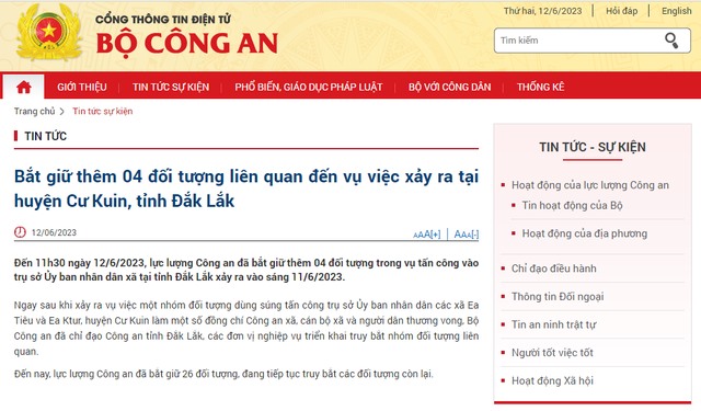Bắt giữ thêm 4 đối tượng liên quan đến vụ việc xảy ra tại huyện Cư Kuin, tỉnh Đắk Lắk