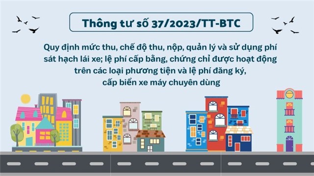 (Thông tư số 37/2023/TT-BTC) Quy định mức thu, chế độ thu, nộp, quản lý và sử dụng phí sát hạch lái xe; lệ phí cấp bằng, chứng chỉ được hoạt động trên các loại phương tiện và lệ phí đăng ký, cấp biển xe máy chuyên dùng