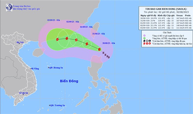 Bão Saola giật trên cấp 17 di chuyển theo hướng Tây Bắc