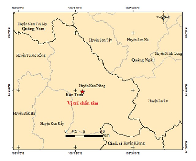 Kon Tum lại hứng 3 trận động đất liên tiếp trong 3 giờ