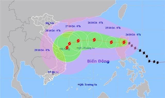 Bão Trà Mi sau khi vào Biển Đông dự báo cường độ tiếp tục mạnh lên