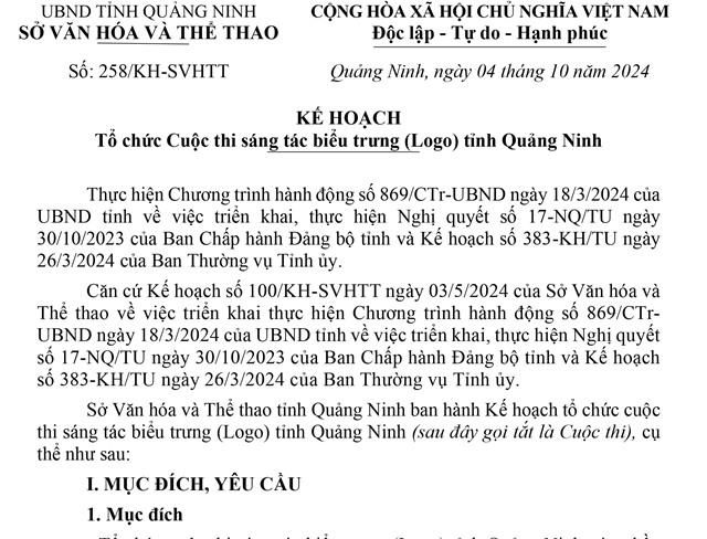 Kế hoạch tổ chức Cuộc thi sáng tác biểu trưng (Logo) tỉnh Quảng Ninh