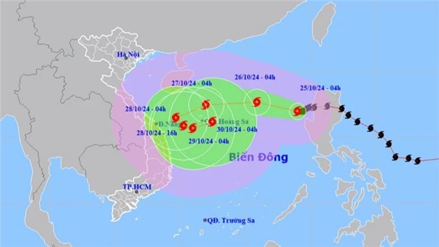 Bão số 6 khả năng đạt cường độ mạnh nhất khi di chuyển tới quần đảo Hoàng Sa