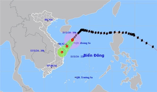 Bão số 7 sẽ suy yếu thành áp thấp nhiệt đới trên vùng biển Quảng Nam-Bình Định