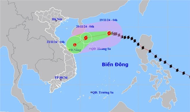 Bão số 9 khả năng suy yếu thành áp thấp nhiệt đới trên vùng biển Trung Trung Bộ