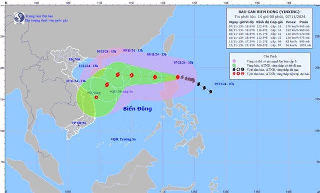 Bão Yinxing giật cấp 17 sẽ vào biển Đông trong ngày mai, 8/11