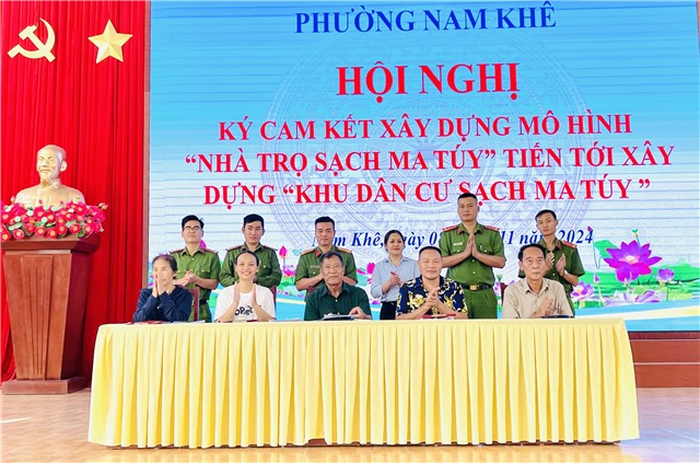 Phường Nam Khê ký cam kết xây dựng mô hình “Nhà trọ sạch ma túy” tiến tới xây dựng “Khu dân cư sạch ma túy”