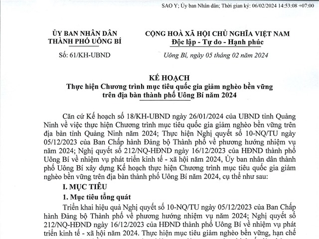 Thực hiện Chương trình mục tiêu quốc gia giảm nghèo bền vững trên địa bàn thành phố Uông Bí năm 2024