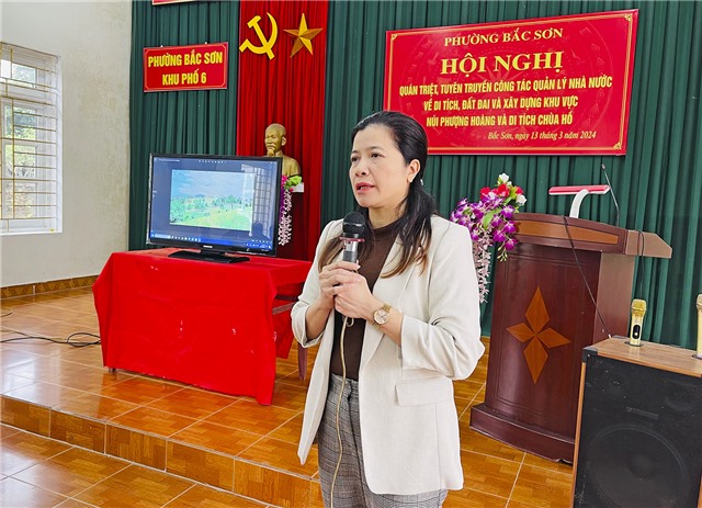 Hội nghị quán triệt tuyên truyền công tác quản lý Nhà nước về di tích, đất đai và xây dựng khu vực núi Phượng Hoàng và di tích chùa Hồ tại khu 6, phường Bắc Sơn