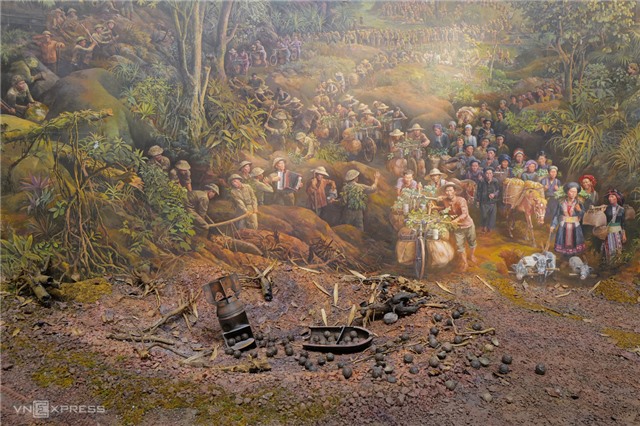 Bức tranh khổng lồ tái hiện Chiến thắng Điện Biên Phủ
