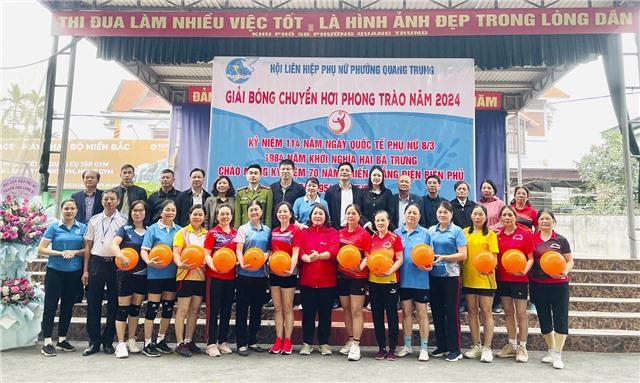 Hội LHPN phường Quang Trung khai mạc Giải Bóng chuyền hơi phong trào năm 2024