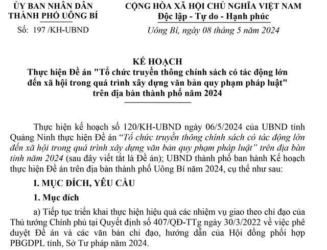 Kế hoạch Thực hiện Đề án "Tổ chức truyền thông chính sách có tác động lớn đến xã hội trong quá trình xây dựng văn bản quy phạm pháp luật" trên địa bàn thành phố năm 2024