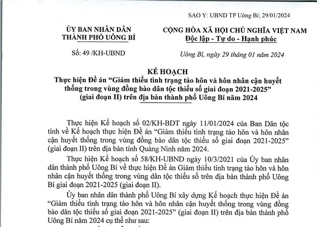 Kế hoạch thực hiện Đề án "Giảm thiểu tình trạng tảo hôn và hôn nhân cận huyết thống trong vùng đồng bào dân tộc thiểu số giai đoạn 2021-2025" 