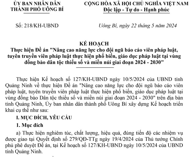 Kế hoạch thực hiện Đề án "Nâng cao năng lực cho đội ngũ báo cáo viên pháp luật, tuyên truyền viên pháp luật thực hiện phổ biến, giáo dục pháp luật tại vùng đồng bào dân tộc thiểu số và miền núi giai đoạn 2024 - 2030"