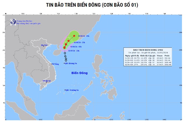 TIN BÃO TRÊN BIỂN ĐÔNG (CƠN BÃO SỐ 01)