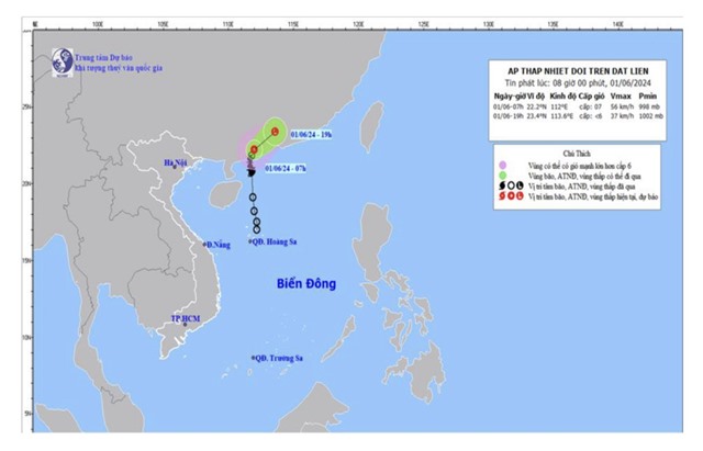 TIN ÁP THẤP NHIỆT ĐỚI TRÊN ĐẤT LIỀN (suy yếu từ Bão số 1)