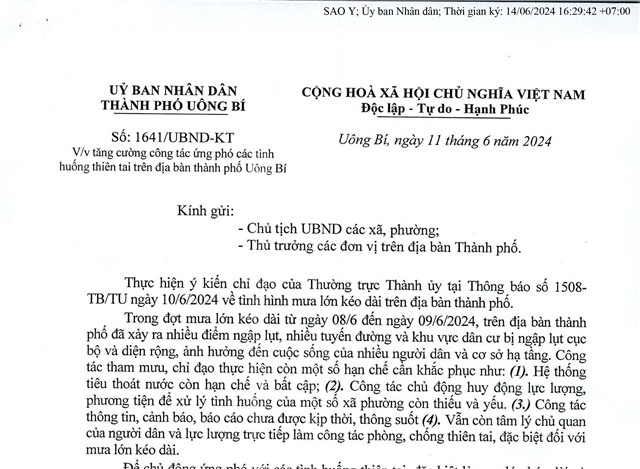 Tăng cường công tác ứng phó các tình huống thiên tai trên địa bàn thành phố Uông Bí