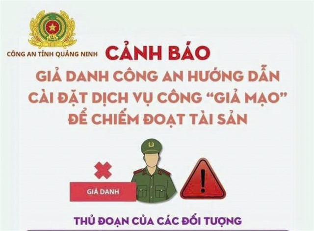 Cảnh báo giả danh công an hướng dẫn cài đặt dịch vụ công "Giả mạo" để chiếm đoạt tài sản