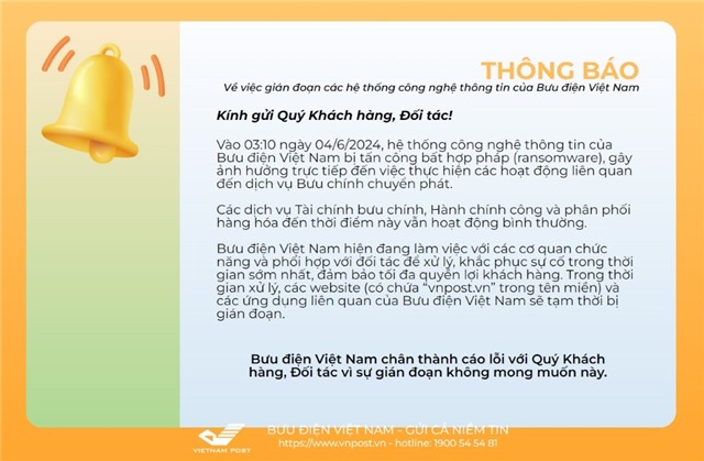 Bưu điện Việt Nam bị tấn công bởi mã độc tống tiền, vẫn chưa thể khắc phục