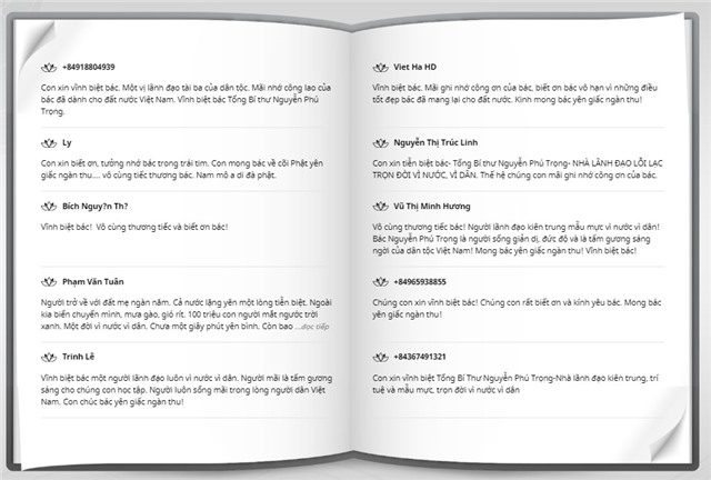 Sổ tang điện tử Tổng Bí thư Nguyễn Phú Trọng