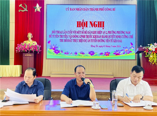 Đối thoại giải quyết đề nghị, kiến nghị, vận động, thuyết phục 6 hộ gia đình phường Phương Nam thực hiện dự án Tuyến đường Yên Tử kéo dài 