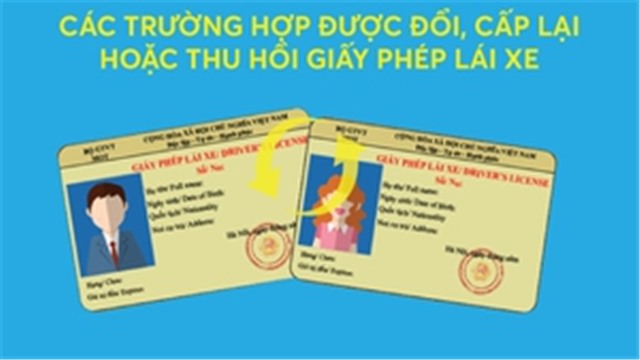 Infographics: Các trường hợp được đổi, cấp lại hoặc thu hồi giấy phép lái xe từ 1/1/2025