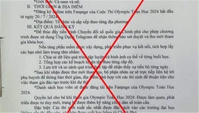 Cảnh báo việc giả mạo văn bản của Bộ Giáo dục và Đào tạo mời tham gia Olympic Toán 2024