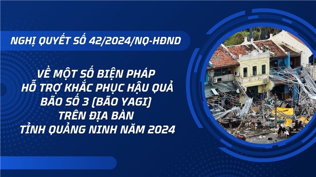 (Nghị quyết số 42/2024/NQ-HĐND) Về một số biện pháp hỗ trợ khắc phục hậu quả bão số 3 (bão Yagi) trên địa bàn tỉnh Quảng Ninh năm 2024