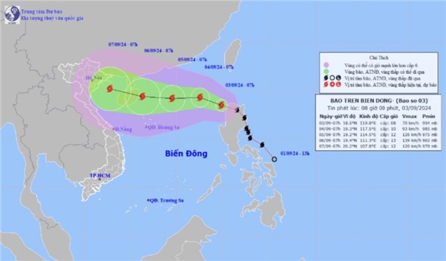 TIN BÃO TRÊN BIỂN ĐÔNG (cơn bão số 3 - bão Yagi)