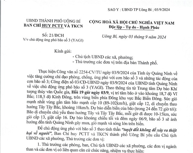 Chủ động ứng phó bão số 3 (YAGI)