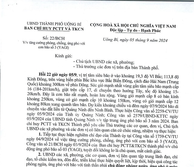 Tăng cường phòng, chống ứng phó với cơn bão số 3 (YAGI)