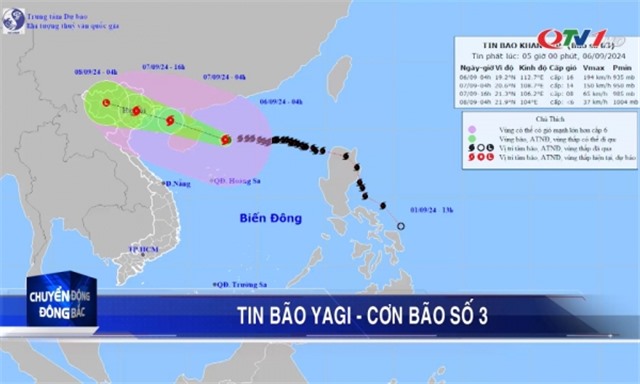 Siêu bão Yagi cách Quảng Ninh 620km về phía Đông Nam