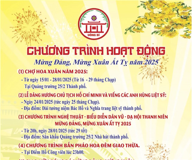 Chương trình hoạt động Mừng Đảng, Mừng Xuân Ất Tỵ năm 2025