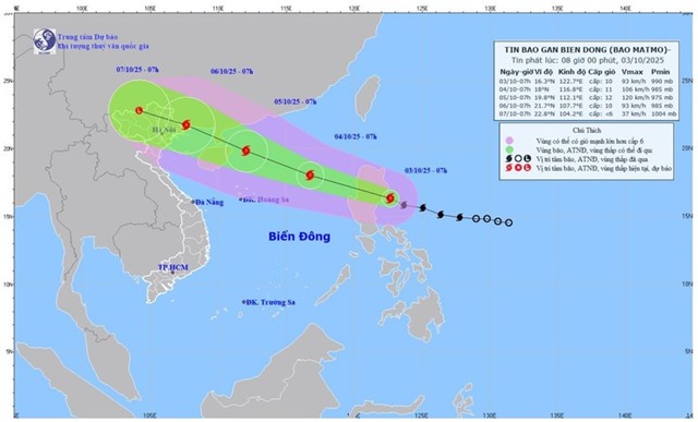 Bão Matmo giật cấp 13, đang di chuyển vào Biển Đông