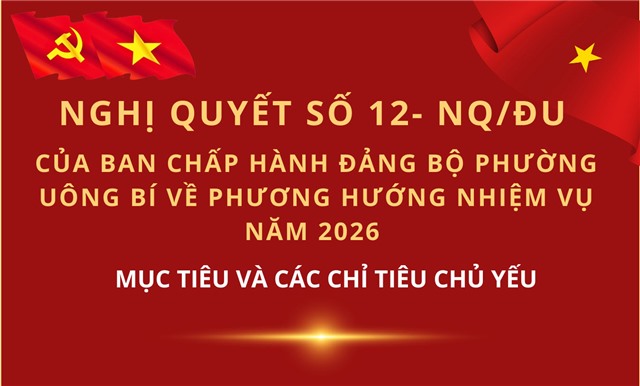 NGHỊ QUYẾT SỐ 12-NQ/ĐU CỦA BAN CHẤP HÀNH ĐẢNG BỘ PHƯỜNG UÔNG BÍ VỀ PHƯƠNG HƯỚNG NHIỆM VỤ NĂM 2026