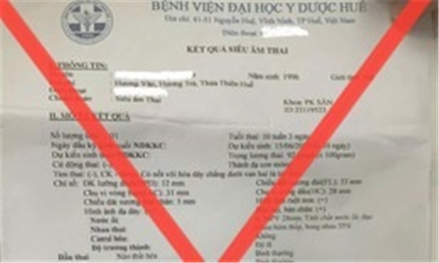 Cảnh báo mạo danh Bệnh viện Trường Đại học Y Dược Huế trả kết quả siêu âm