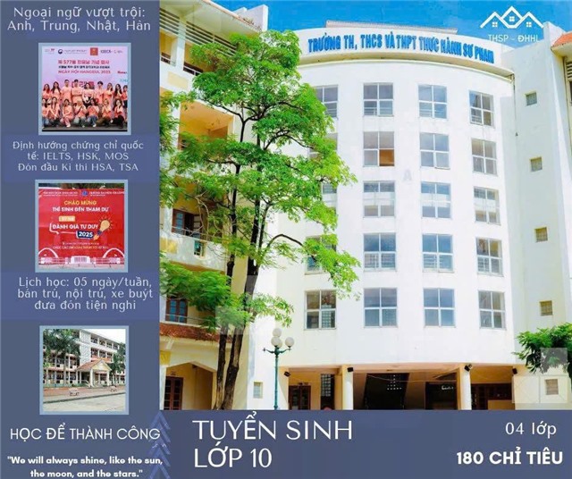 Trường TH, THCS&THPT Thực hành Sư phạm xét tuyển học bạ vào lớp 10 trên phạm vi toàn tỉnh