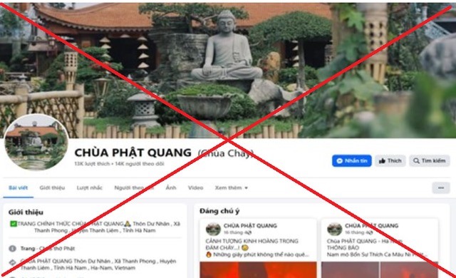 Cảnh báo giả mạo Fanpage chùa Phật Quang để kêu gọi từ thiện